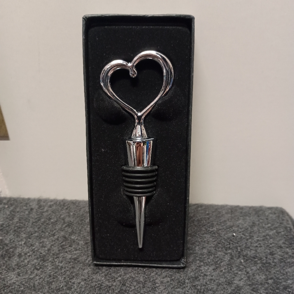 Kate Aspen Chrome Heart Shaped Metal Wine Stopper